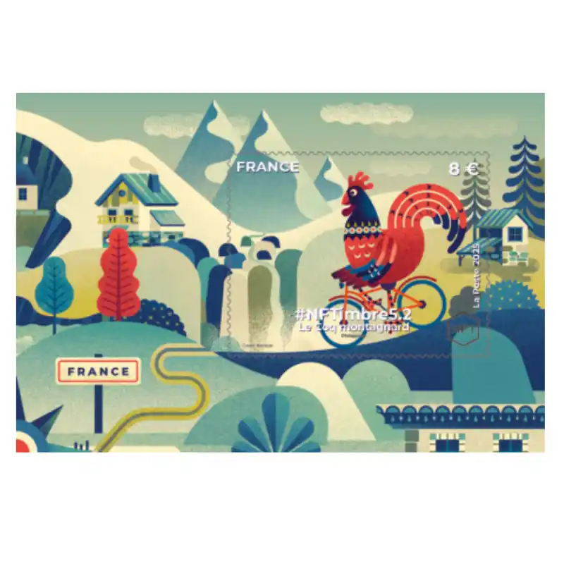 Haute Qualité Feuillet crypto timbre N°7.2 NFTimbre5.2 Le Coq montagnard autoadhésif.