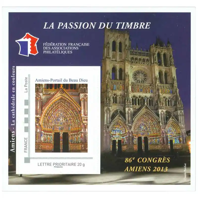 Bloc FFAP N°7 Cathédrale Notre-Dame d'Amiens autoadhésif. Paiement Sécurisé