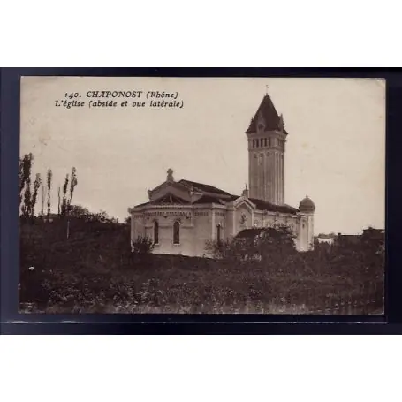 Certifié Carte postale 69 - Chaponost - l' eglise - abside et vue laterale - Voyage - Dos divise