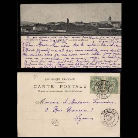 Expédié Aujourd’hui Carte postale 69 - Lentilly - Vue generale - 1902