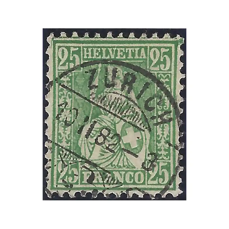 Paiement Sécurisé Suisse Helvetia assise timbre N°54 oblitéré.