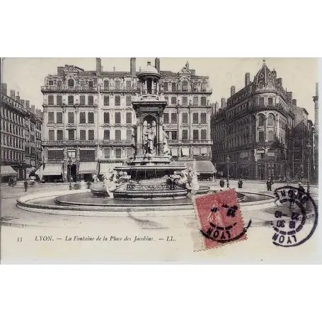 Carte postale 69 - Lyon - Fontaine et place des Jacobins Retour Gratuit