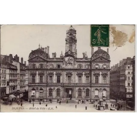 Carte postale 69 - Lyon - Hotel de ville - Voyage - Dos divise Dernier Modèle