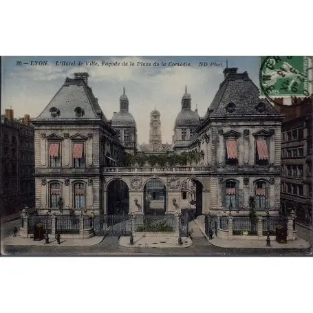 Garantie Incluse Carte postale 69 - Lyon - Hotel de ville,facade pl. de la comedi