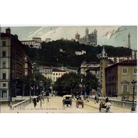 Carte postale 69 - Lyon - Le cours de l'Archeveche - Voyage - Dos divise Bon Plan