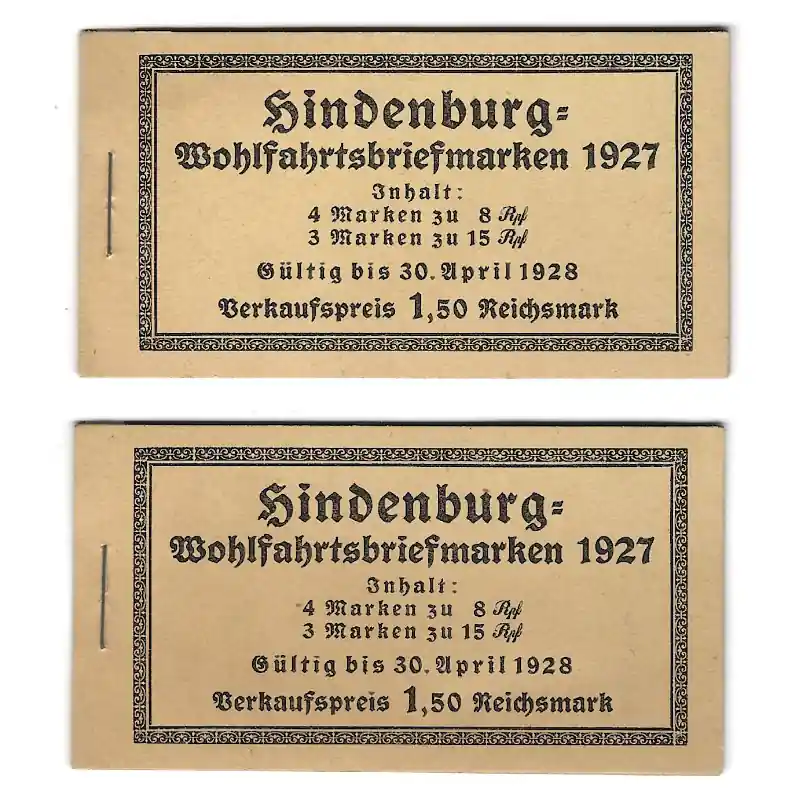 Artisanat Allemagne lot de 2 carnets timbres Hindenburg N°C394 neuf*.