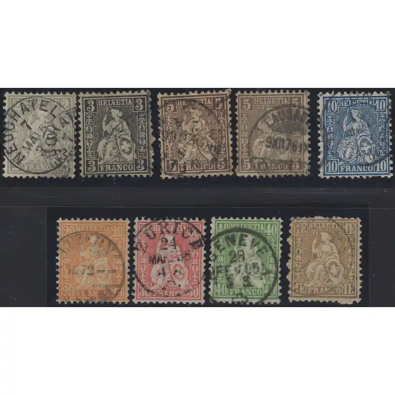 Haute Qualité Suisse Helvetia assise timbres N°33-41 lot oblitéré.