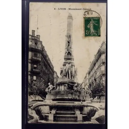 Carte postale 69 - Lyon - Monument Carnot - Voyage - Dos divise Dernier Modèle