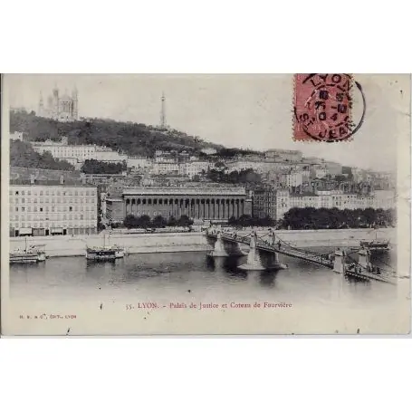 Fait Main Carte postale 69 - Lyon - Palais de justice,coteau de Fourviere
