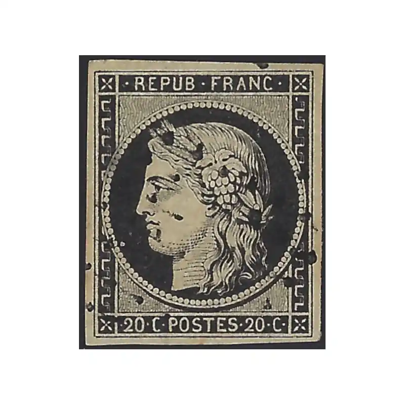 Cérès timbre de France N°3 oblitéré losange petits chiffres. Meilleure Qualité