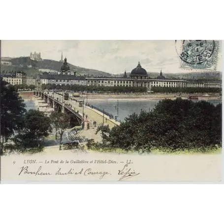 Carte postale 69 - Lyon - Pont de la Guillotiere et Hotel Dieu Nouvel Arrivage