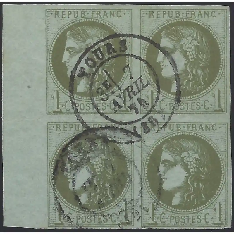 Bordeaux timbre de France N°39C bloc de 4 Bdf oblitéré. Promotion