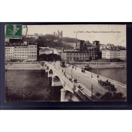 Carte postale 69 - Lyon - Pont Tilsitt et coteau de Fourviere - Voyage - Dos divise Nouvelle Collection