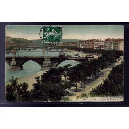 Bon Plan Carte postale 69 - Lyon - Ponts et quais du Rhone - Voyage - Dos divise