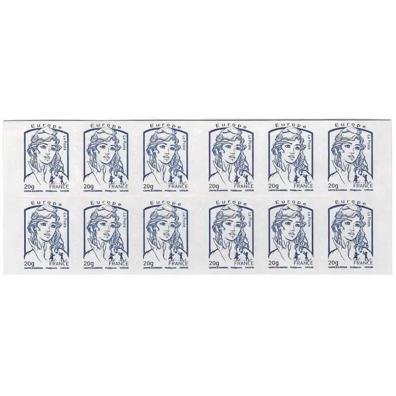Carnet de 12 timbres Marianne de ciappa bleu N°852-C1. Achetez Aujourd’hui