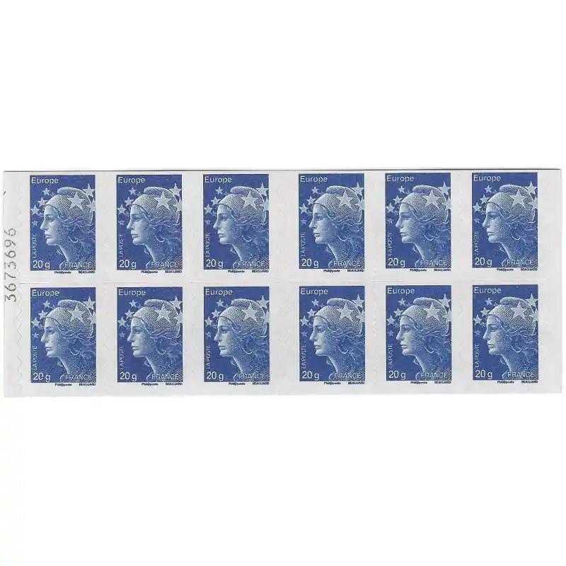 Prix Réduit Carnet de 12 timbres Marianne de Beaujard bleu N°592-C3.