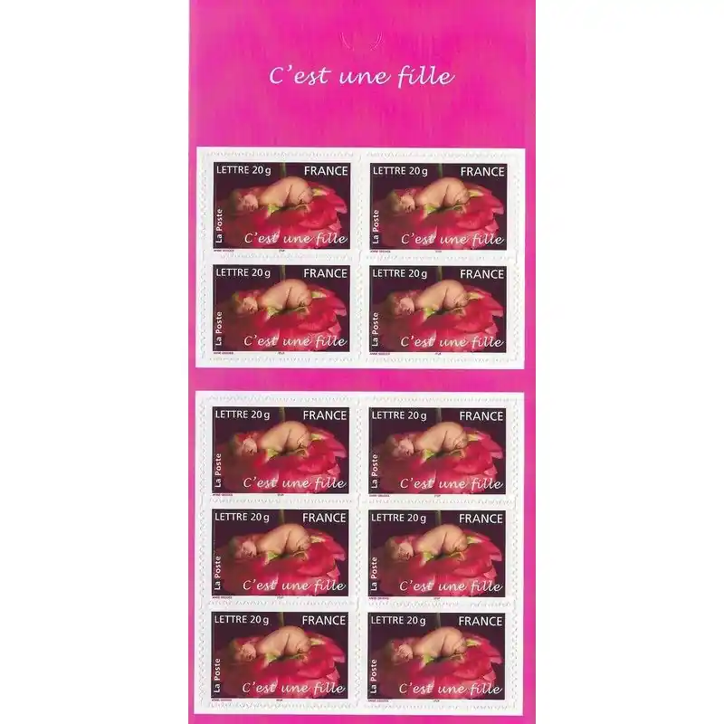 Carnet de 10 timbres naissances - C'est une fille. Top Vente
