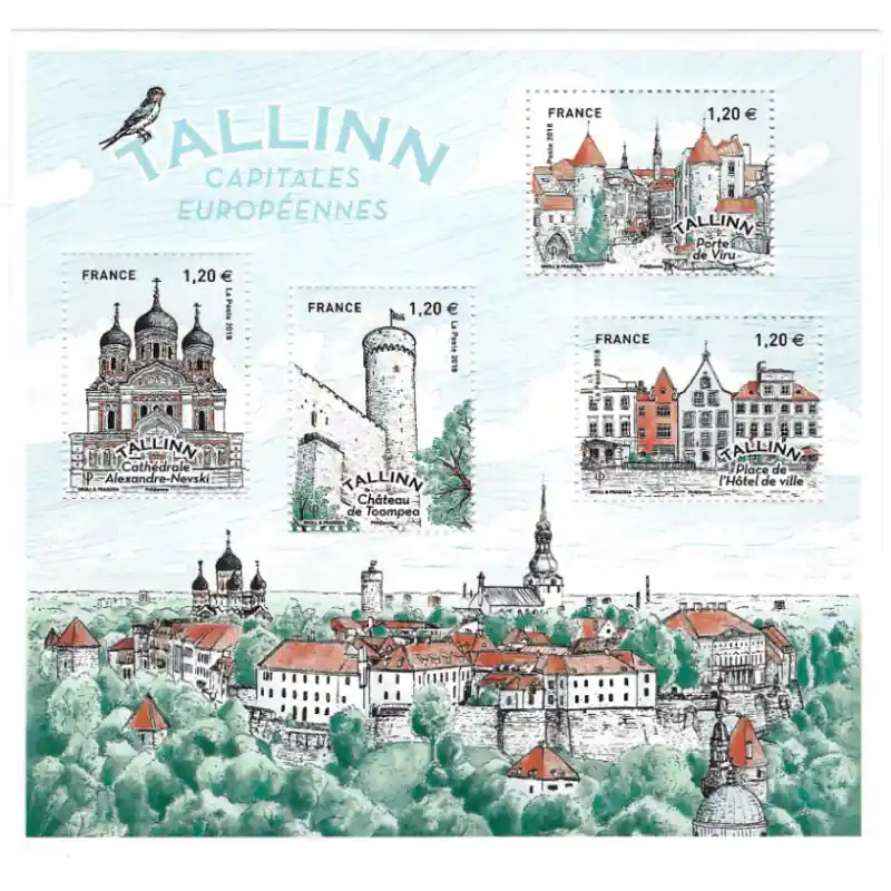 Prix Cassé Feuillet de 4 timbres Capitales Européennes Tallinn N°F5216 neuf**.