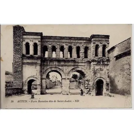 Carte postale 71 - Autun - Porte Romaine dite de Saint-Andre - Voyage - Dos divise Tendance