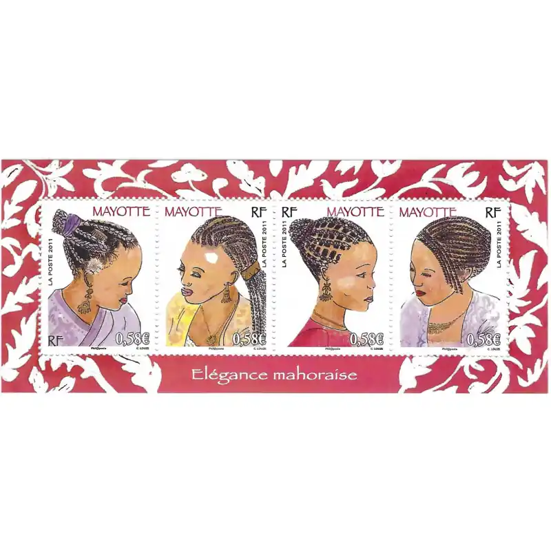 Nouvelle Collection Coiffures mahoraises timbres de Mayotte N°241-244 série neuf**.