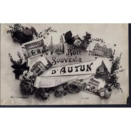 Carte postale 71 - Bon souvenir d'Autun - Multiviue - Roses Fait Main