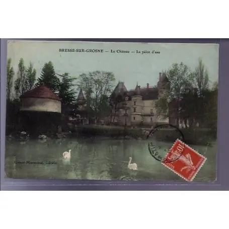 Carte postale 71 - Bresse-sur-Grosne - Le chateau - la piece d'eau - Voyage - Dos divise Achat Immédiat