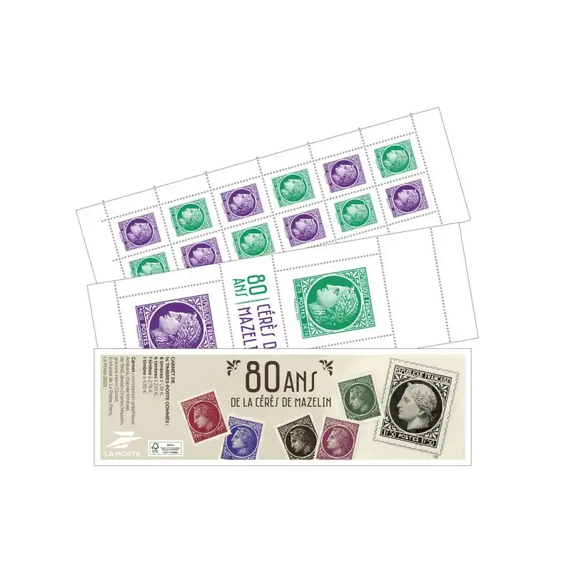 Carnet mixte gommé 80 ans de Cérès de Mazelin neuf**. Dernière Chance
