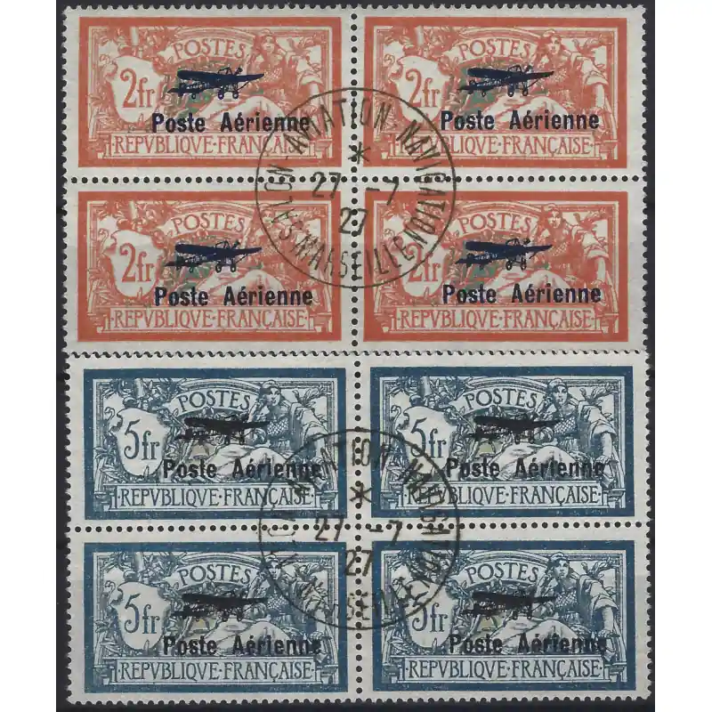 Pas Cher Timbres poste aérienne N°1-2 série en bloc de 4 oblitéré, R.