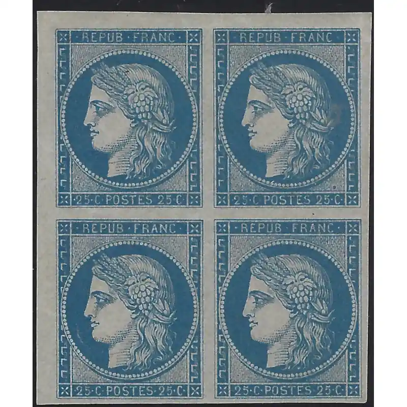 Cérès non dentelé timbre de France N°4d bloc de 4 neuf*, R. Artisanat