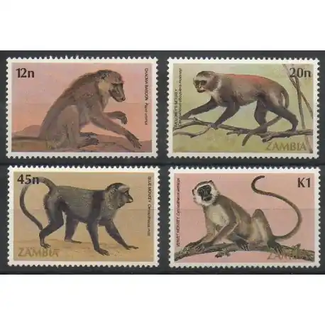Populaire Zambie - 1985- No 317/320 - Animaux