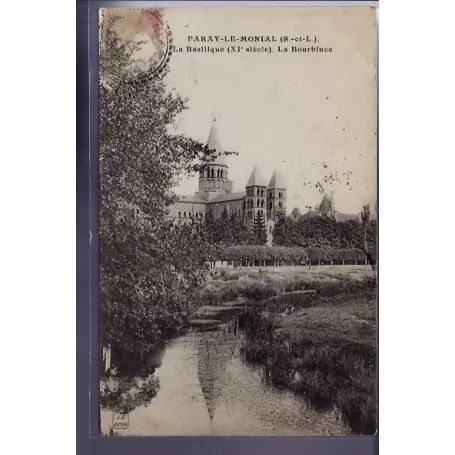 Carte postale 71 - Paray-le-Monial - La Basilique XIe siecle - la Bourbince - Voyage - Dos Exclusif