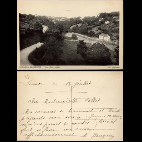 Carte postale 71 - Semur en Brionnais - Les deux routes Garantie Incluse