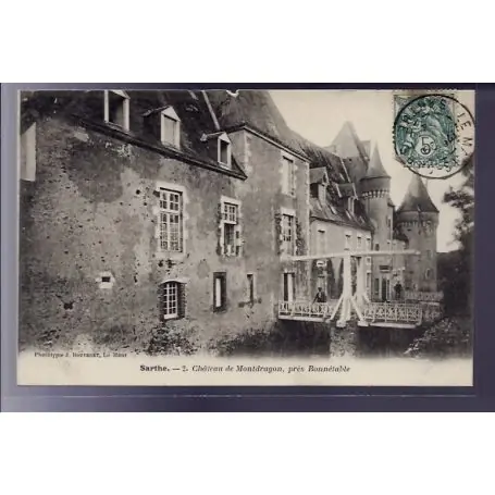 Carte postale 72 - pres Bonnetable - Chateau de Montdragon - Voyage - Dos divise Acheter Direct