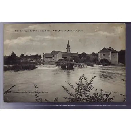 Carte postale 72 - Environs de chateau-du-Loir - Nogent-sur-Loir - L' ecluse - Voyage - Dos Garantie Incluse