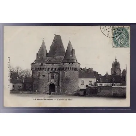 Certifié Carte postale 72 - La Ferte-Bernard - Entree en Ville - Voyage - Dos non divise