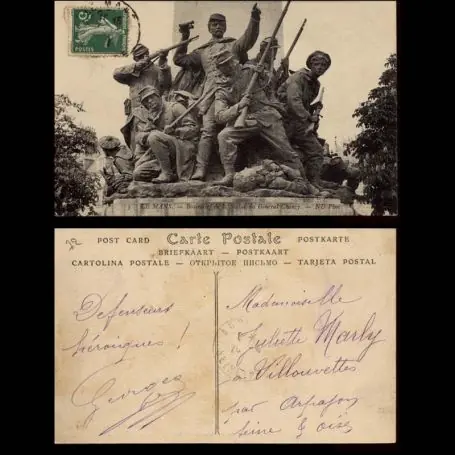 Carte postale 72 - Le Mans - Bas relief de la statue du General Chanzy Édition Limitée