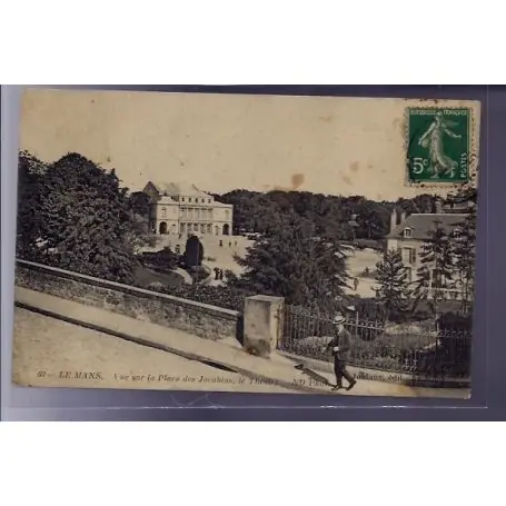 Top Qualité Carte postale 72 - Le Mans - Vue sur la Place des Jacobins - le Theatre - Voyage - Dos divi