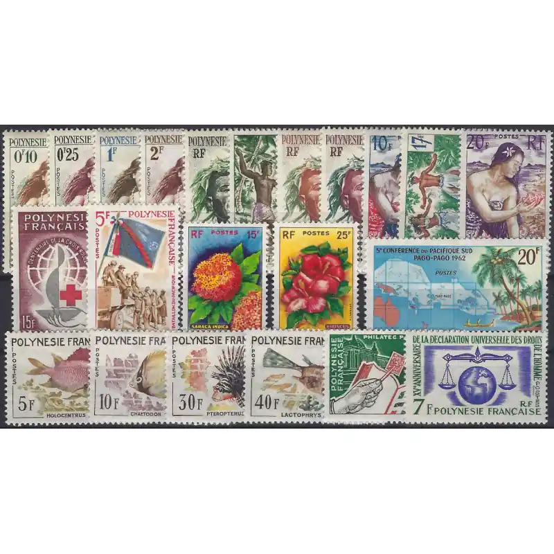 Premium Polynésie Française sélection de timbres poste entre 1958-1964 neuf*.