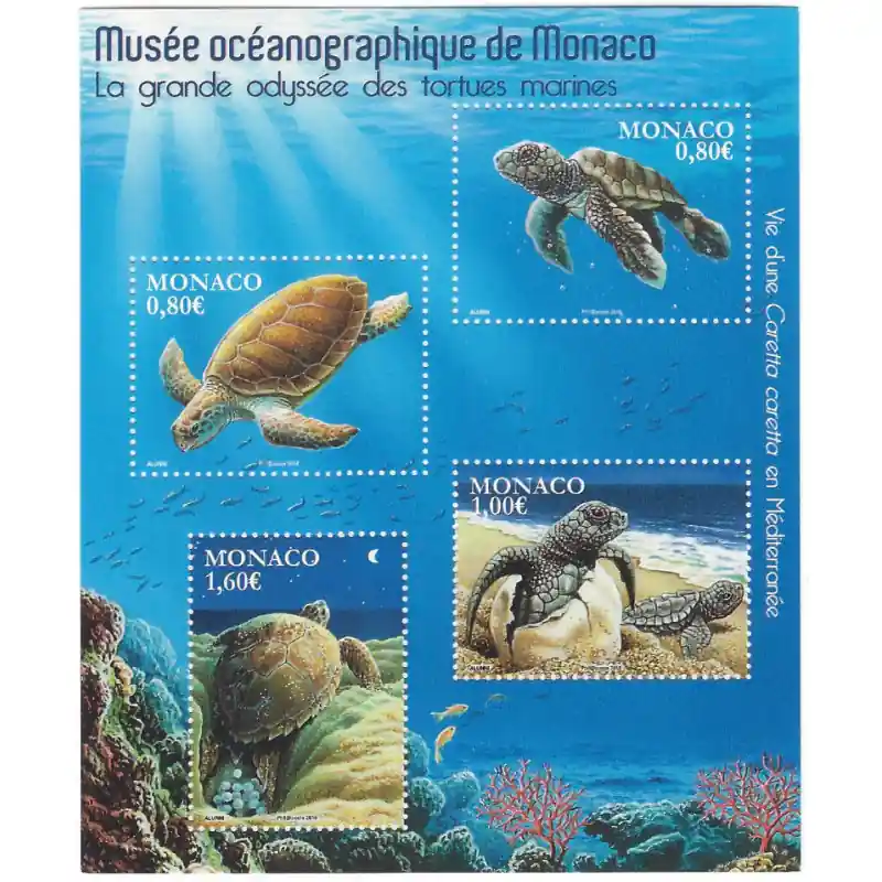 Monaco feuillet de timbres N°F3031 Tortues marines neuf**. Offre Limitée