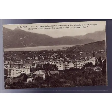 Carte postale 73 - Aix-les-Bains - Vue generale et lac du Bourget - Non voyage - Dos divise Soldes