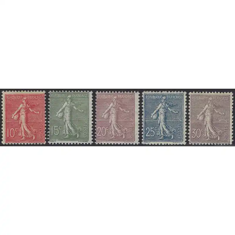 Produit De Marque Semeuse lignée timbres de France N°129-133 série neuf*.