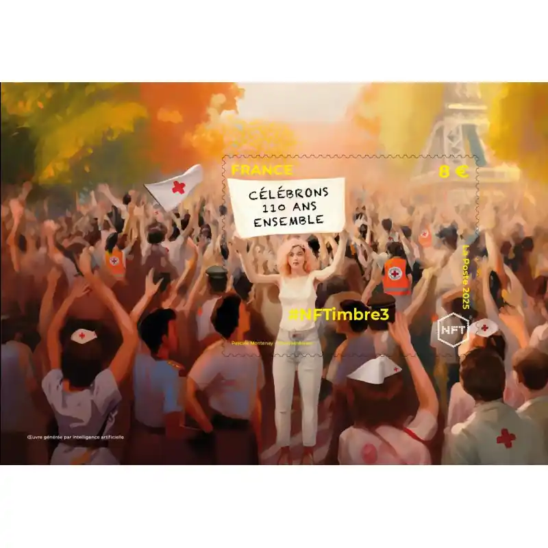 Prix Choc Feuillet crypto timbre N°5 NFTimbre3 Croix-Rouge autoadhésif.