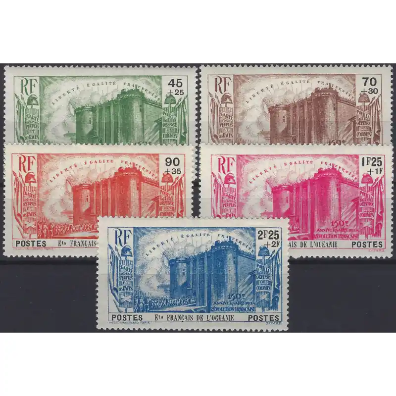 Océanie Française timbres N°130-134 série anniversaire de la Révolution neuf*. Acheter En Ligne