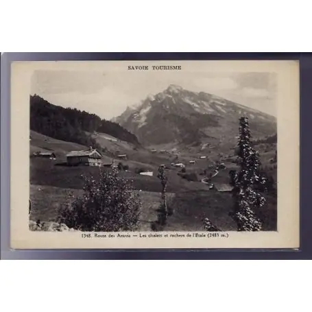Carte postale 73 - Route des Aravis - les chalets et rochers de l' Etale - Non voyage - Dos Expédié Aujourd’hui