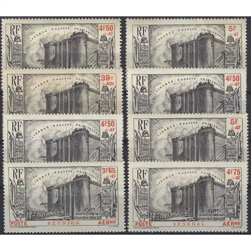 Grande série coloniale aérienne 150ème anniversaire de la Révolution neuf*. Satisfait Ou Remboursé
