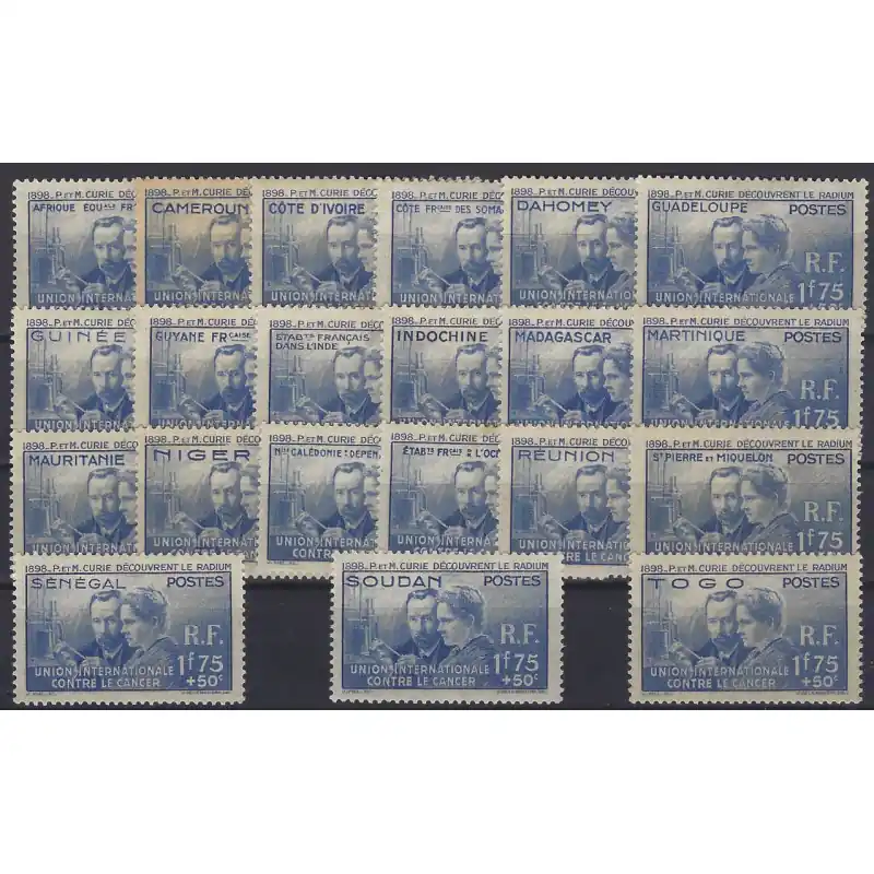 Grande série coloniale Pierre et Marie Curie neuf*. Dernier Modèle