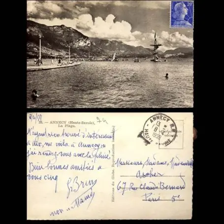 Carte postale 74 - Annecy - La Plage - CPSM Artisanat