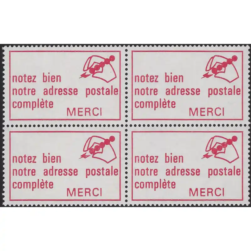 Achetez Aujourd’hui Vignette de propagande Adresse Postale bloc de 4 neuf**.