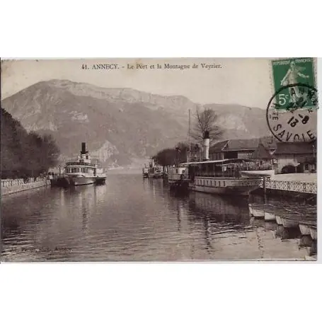 Édition Limitée Carte postale 74 - Annecy - Le port et la montagne de Veyrier - Voyage - Dos divise