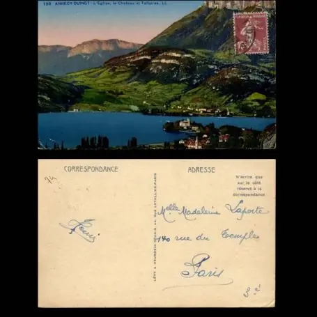 Carte postale 74 - Annecy-Duingt - L'eglise - le chateau et Talloires Seulement Aujourd’hui